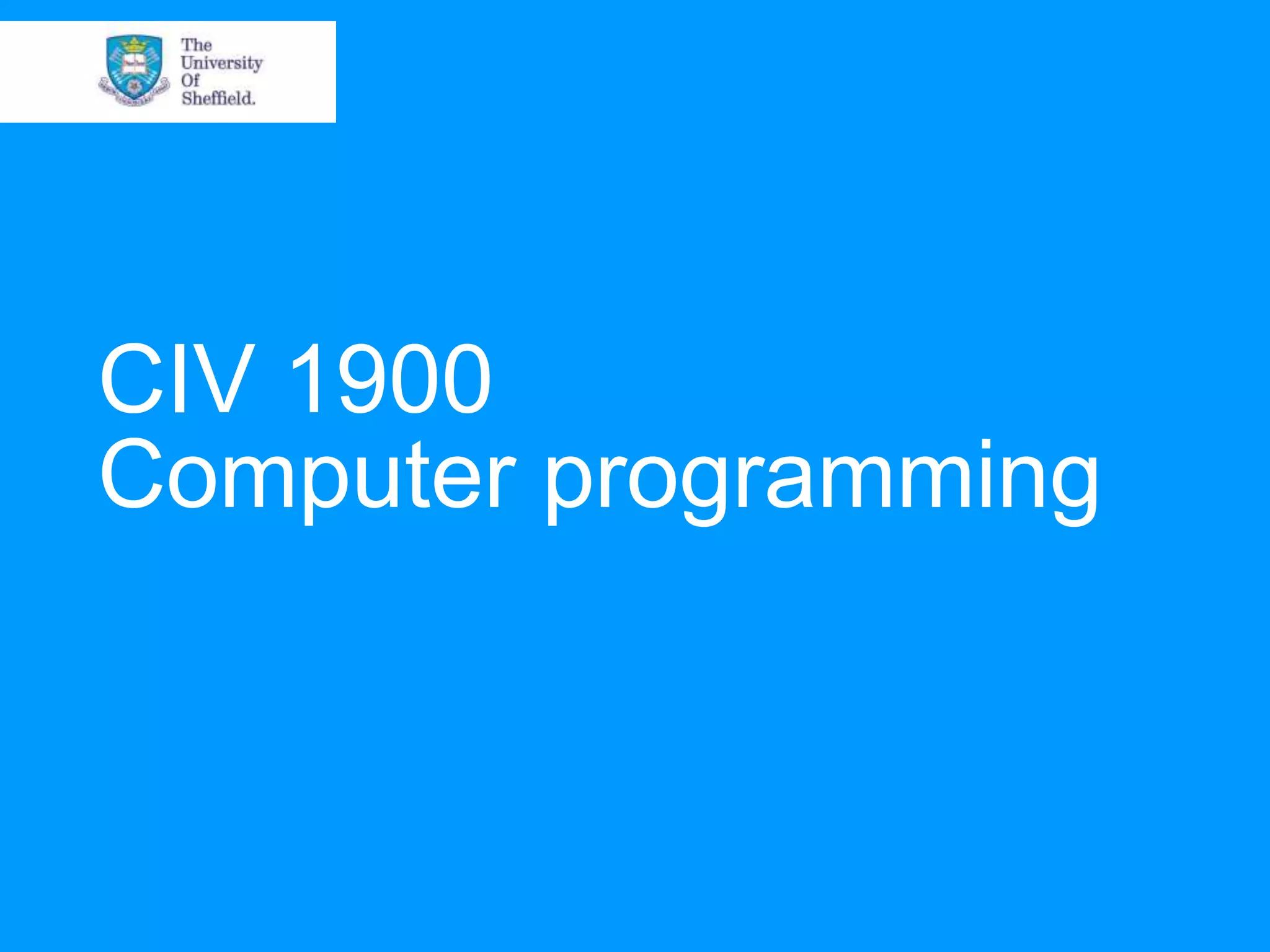 CIV 1900 Computer programming 