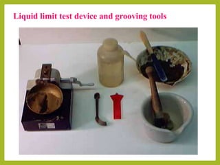 Liquid limit test device and grooving tools
 
