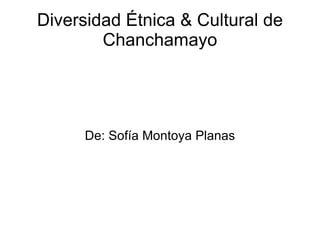 Diversidad Étnica & Cultural de
        Chanchamayo




      De: Sofía Montoya Planas
 