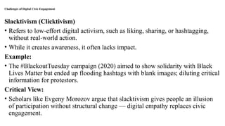 Slacktivism Examples Digital Democracy: Social Media's Role in Civic Engagement and Its ...