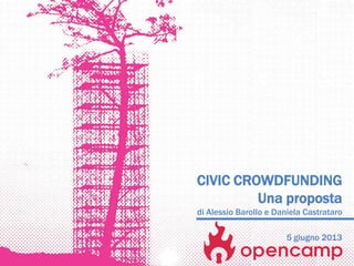 CIVIC CROWDFUNDING
Una proposta
di Alessio Barollo e Daniela Castrataro
5 giugno 2013
 