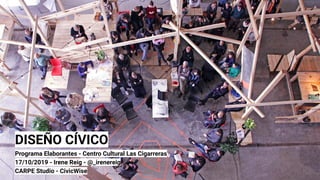 DISEÑO CÍVICO
Programa Elaborantes - Centro Cultural Las Cigarreras
17/10/2019 - Irene Reig - @_irenereig
CARPE Studio - CivicWise
 