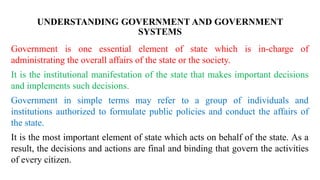 Understanding government and governmental System | PPTX | Politics