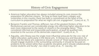 Presentation on the Role of Civic Engagement and Service Learning in ...