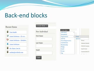 Back-end blocks
 