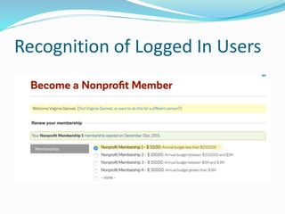 Recognition of Logged In Users
 