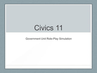 Civics 11
Government Unit Role-Play Simulation
 