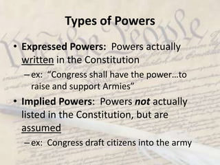 Questions for discussionWhich branch is the most powerful ?Is one branch more powerful than the others ?  Explain. Give examplesWhy did the framers believe a separation of powers was so important ?