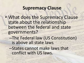 National (Federal) Government Powersa.k.a. Expressed PowersCoin moneyRegulate interstate tradeInterstate=between statesCreate armiesDeclare warDeal with other countries