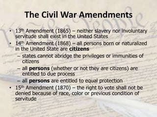 9th AmendmentThe enumeration in the Constitution, of certain rights,  shall not be construed to deny or disparage others retained by  the people[other rights may be protected even if not included in the Bill of Rights ex: right to privacy]