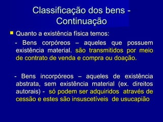 Direito Civil (dos bens e fatos jurídicos) | PPT