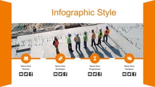 Infographic Style
Name Here
Director
Name Here
Developer
Name Here
Programmer
Name Here
Designer
 