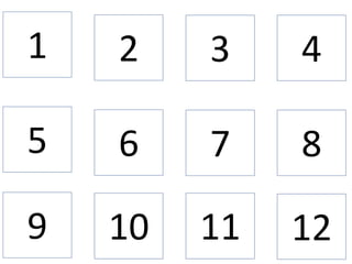 1 2 3 4
5 6 7 8
9 10 11 12
 