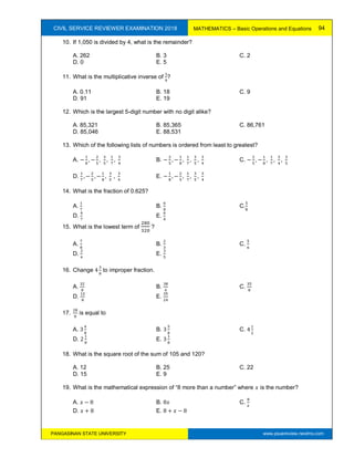 Pangasinan State University Civil Service Examination Reviewer | PDF