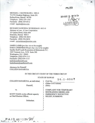 Complaint for Restraining Order