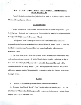 Complaint for Restraining Order