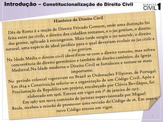 Introdução – Constitucionalização do Direito Civil   DIREITO
                                                     CIVIL   ...