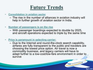 Scheduled Air Transport Service/Domestic Scheduled Passenger Airline 49% FDI (100% for NRIs) Automatic