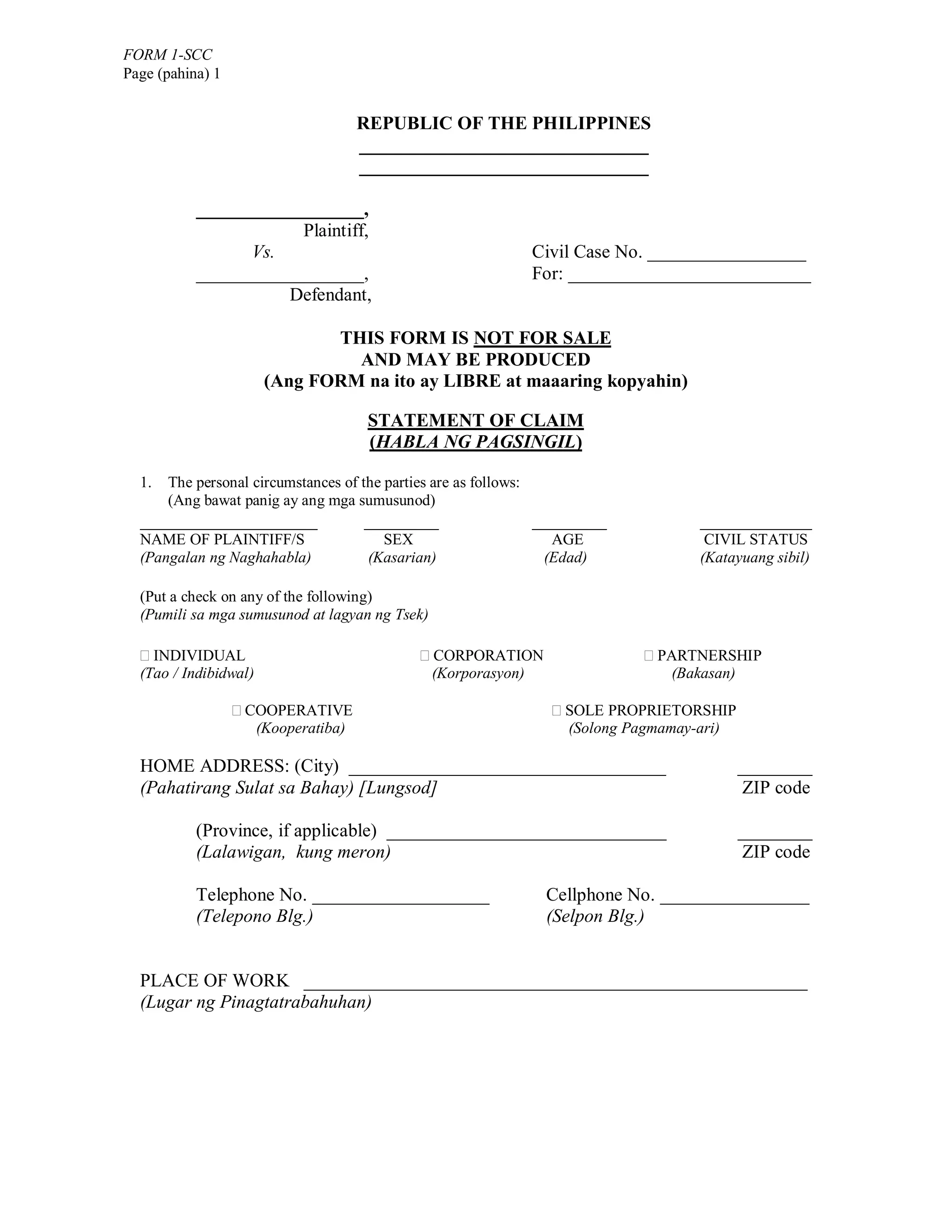 Sample Civil Case Civil complaint | PDF