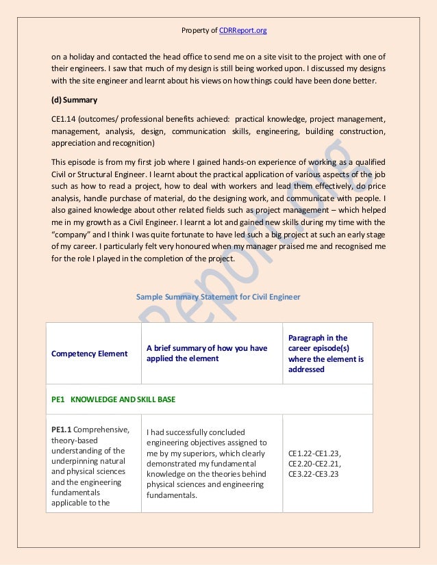 Civil Engineering Cdr Sample Anzsco Code 233211