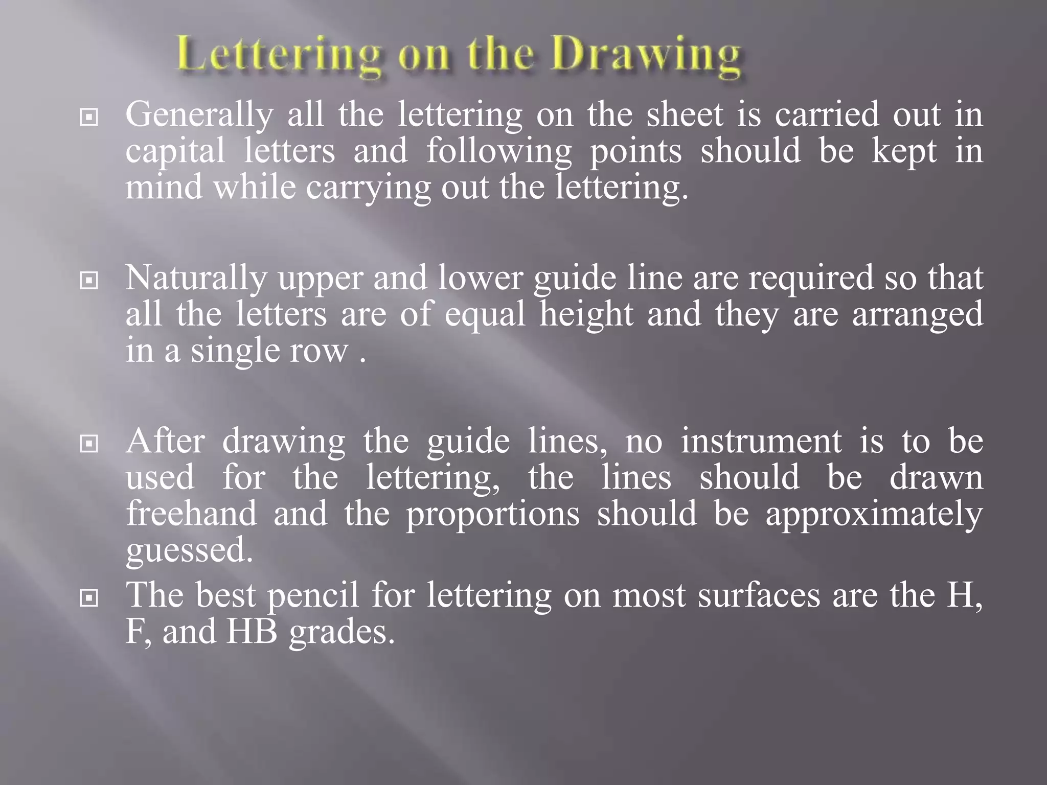 Use of Instrument and Lettering in Civil Engineering Drawing | PPTX