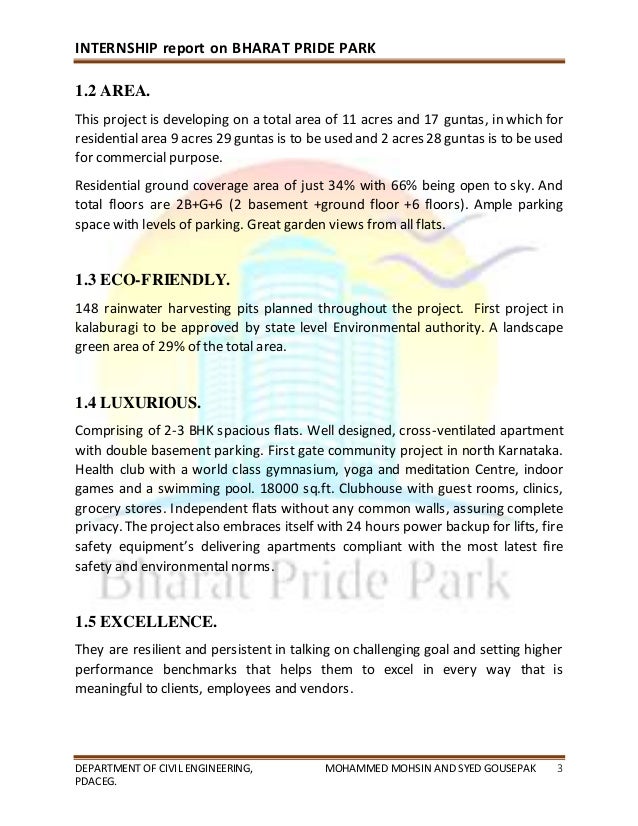 Civil engineering internship report