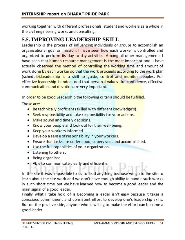Civil Engineering Internship Report