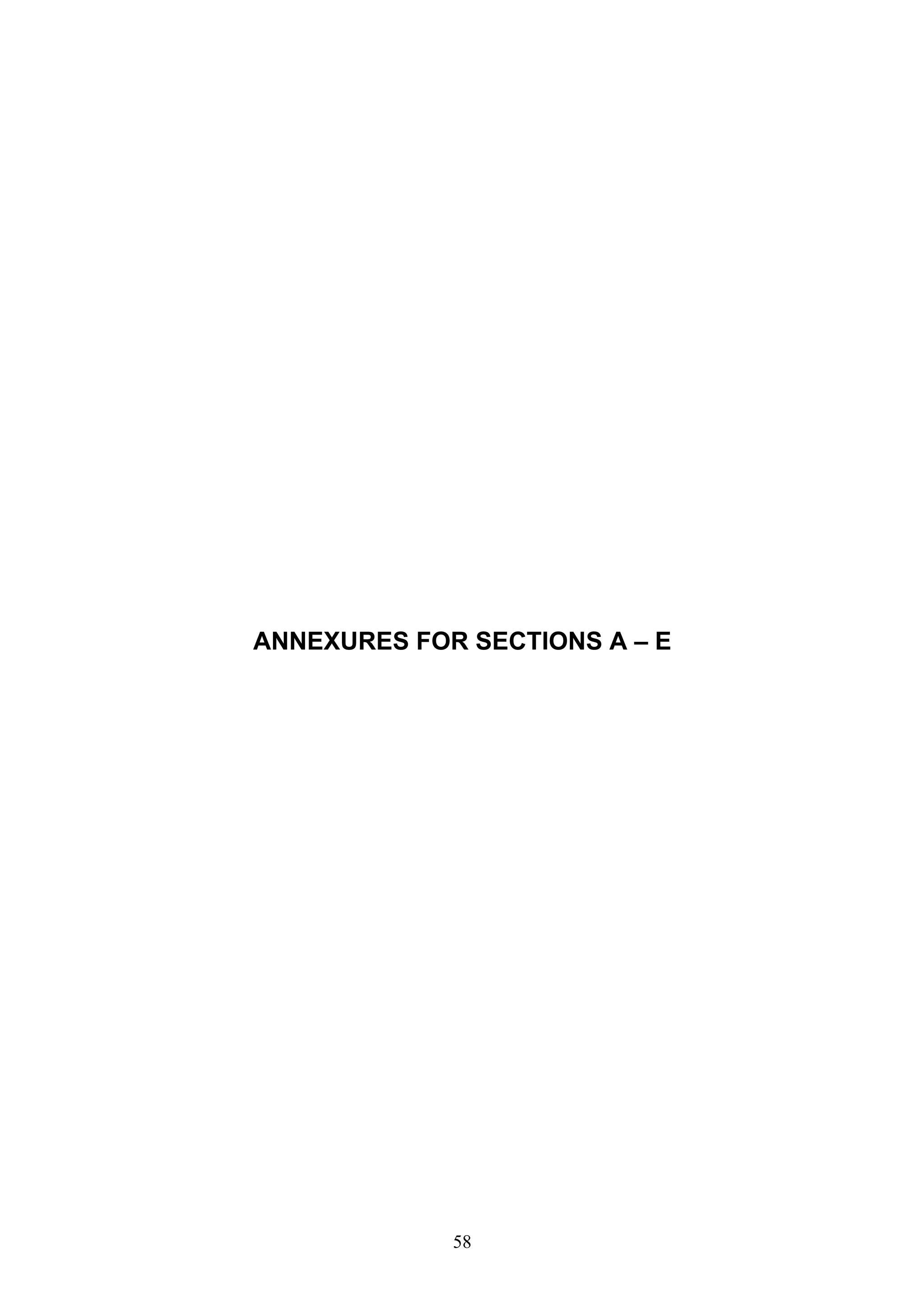 ANNEXURES FOR SECTIONS A – E 
58 
 