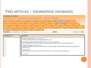 FIND ARTICLES – ENGINEERING DATABASES 
 