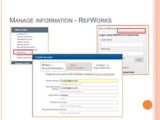 MANAGE INFORMATION - REFWORKS 
 