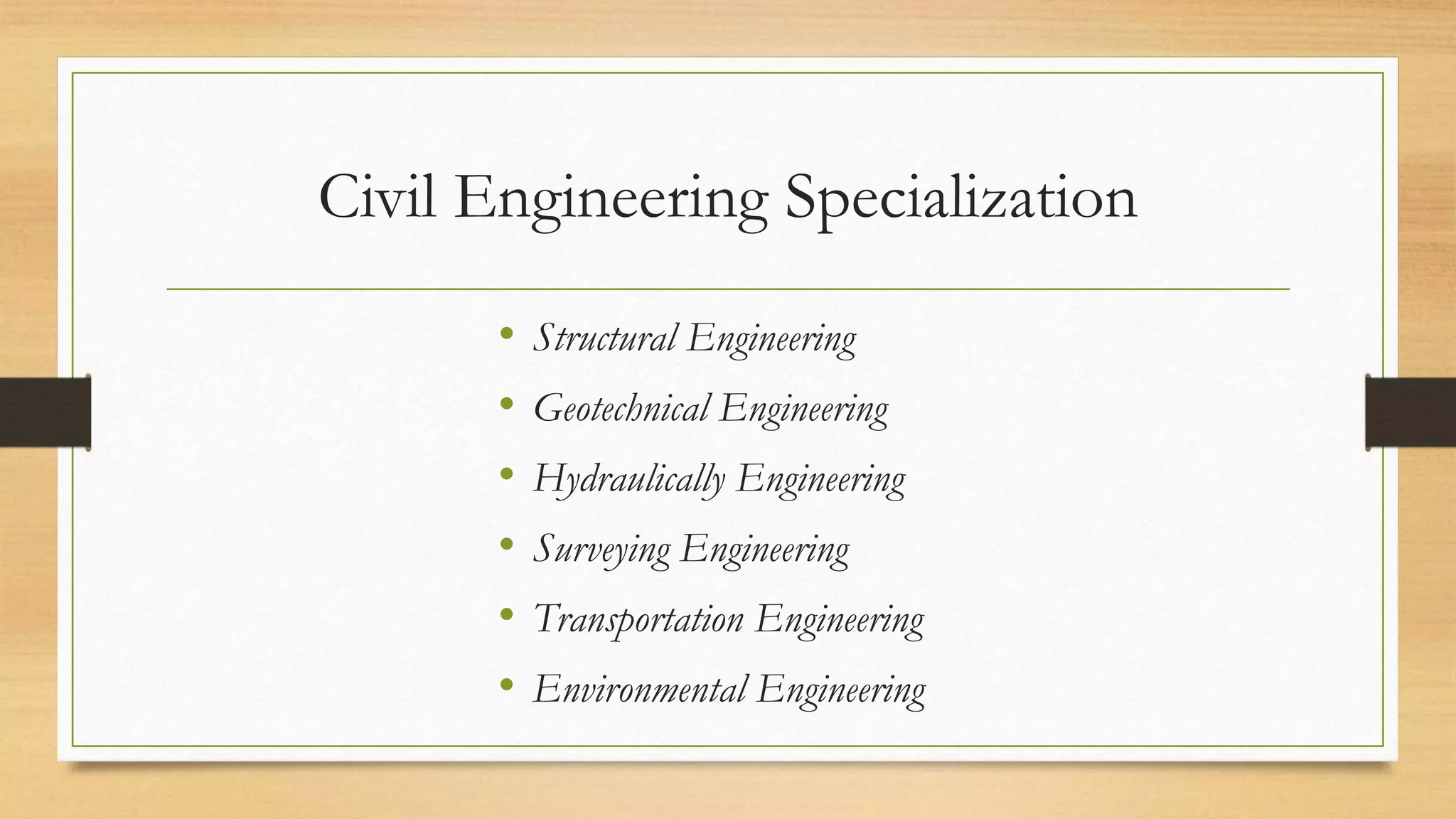 Civil engineering specializations and jobs | PPTX