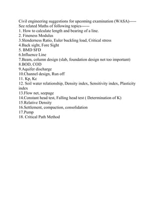 Wasa Questionnaire.pdf Civil engineering suggestions for wasa | PDF