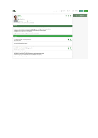 This is how your resume could look like on IDfy. IDfy is a great way to showcase
who you are and we have used a format which is accepted by leading HR’s in the
country.
Check out www.idfy.com/resume
 