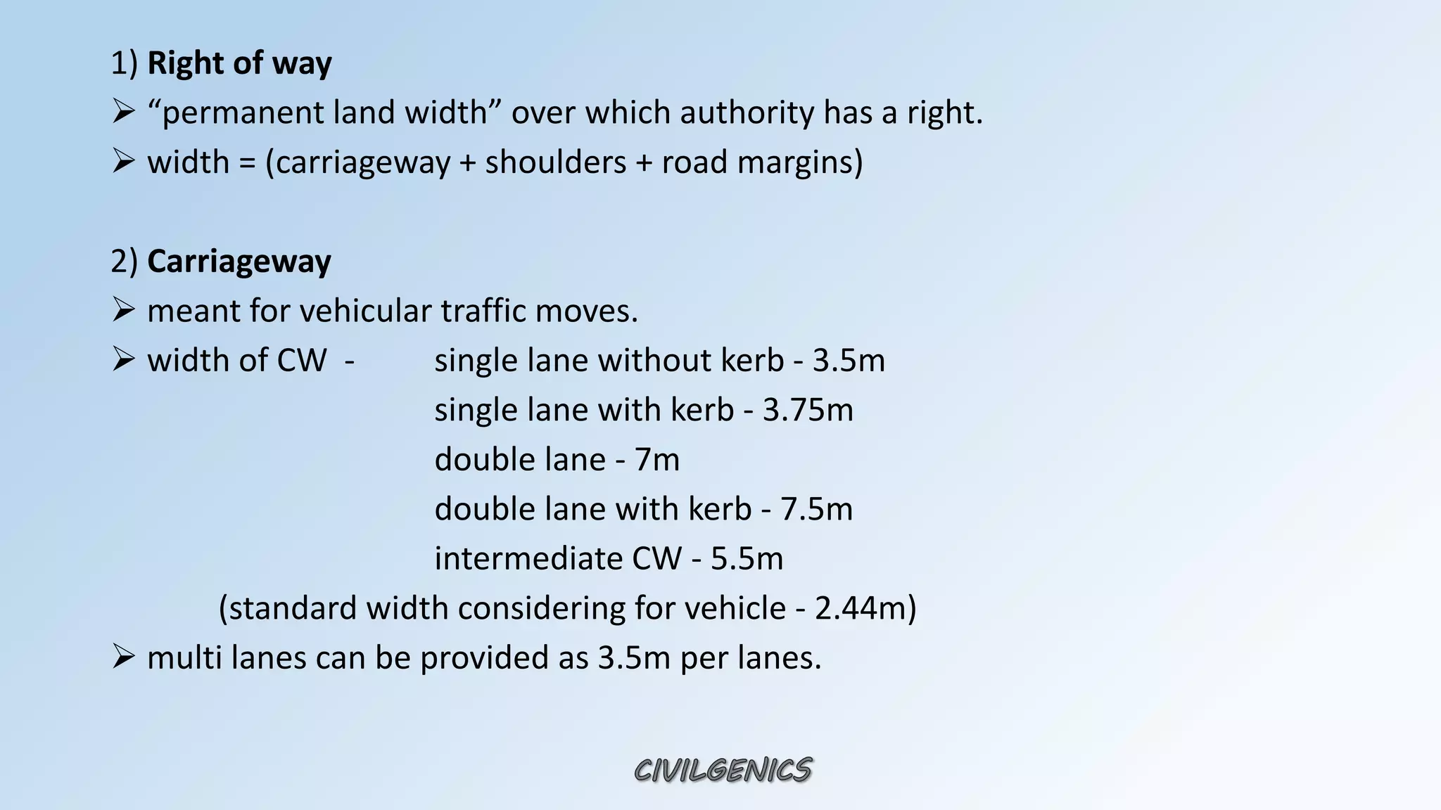 highway alignments and cross-sectional elements of a road | PPTX