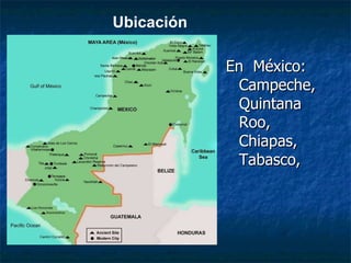 <ul><li>En  México: Campeche, Quintana Roo, Chiapas, Tabasco,  </li></ul>Ubicación 