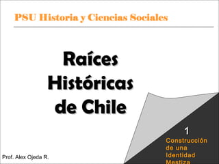 Raíces
Históricas
de Chile
1

Prof.PSU Historia R.Ciencias
Alex Ojeda y

Sociales

Construcción
de una
Identidad
Raíces Históricas de Chile U 1/ 1

 