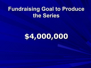Fundraising Goal to Produce the Series $4,000,000 