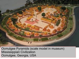 Ocmulgee Pyramids (scale model in museum)  Mississippian Civilization Ocmulgee, Georgia, USA 