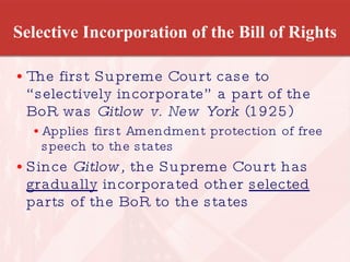 Selective Incor Civil Liberties And Civil Rights | PPT