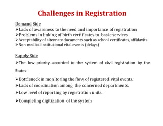 Beginning Statistics Problem Civil registration and vital statistics in india | PDF