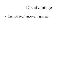 Disadvantage
• Un notified/ uncovering area.
 