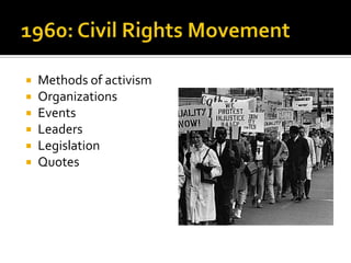    Methods of activism
   Organizations
   Events
   Leaders
   Legislation
   Quotes
 