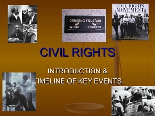 CIVIL RIGHTSCIVIL RIGHTS
INTRODUCTION &INTRODUCTION &
TIMELINE OF KEY EVENTSTIMELINE OF KEY EVENTS
 
