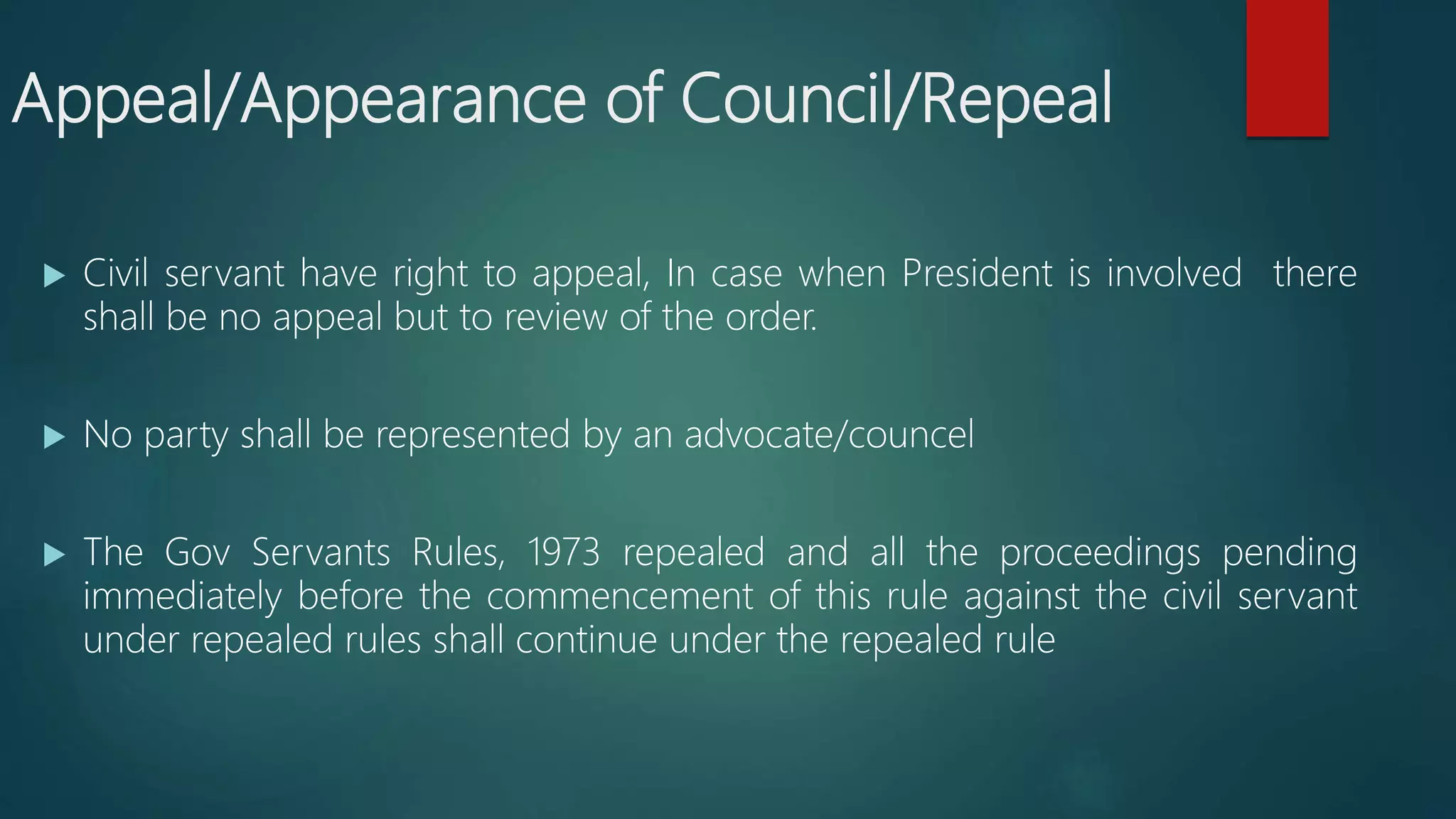 Civil servant efficiency and discipline rules, 2020 PPT