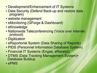 * CSC-wide case tracking system
4. Manual of Operations
▪ Delegation of Authority (RO/CO Authority) ▪ Protocol
▪ Delineati...