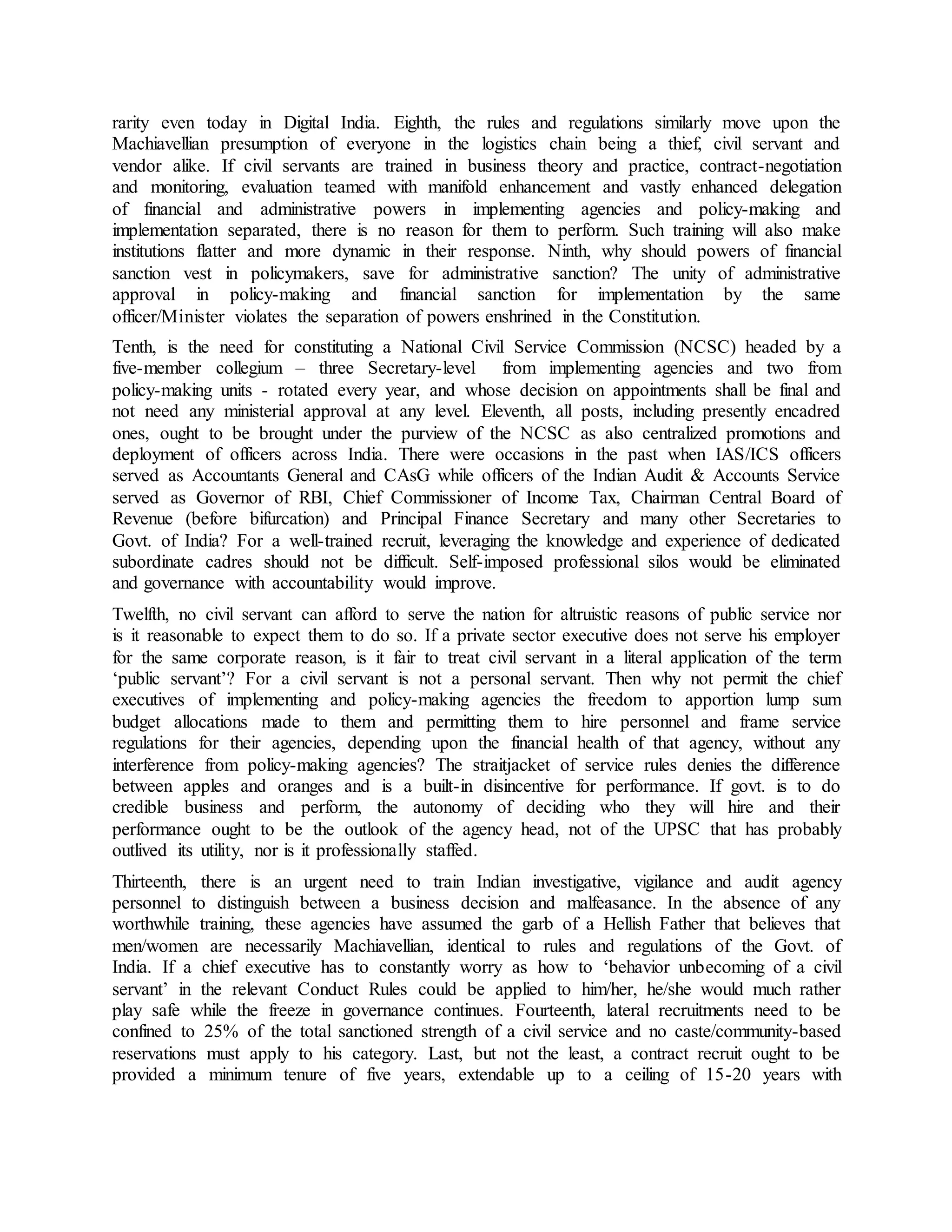 Civil Service Reform in India | PDF 