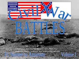 BATTLES Civil War Volume I Ft. Sumter to Antietam Information from thehistoryplace.com, PBS, The American Nation textbook, and historychannel.com 