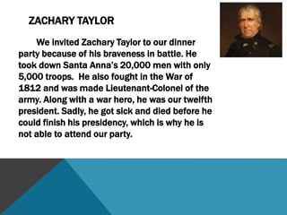 Stephen Douglas RegretDear Hosts,	I sincerely regret the unfortunate circumstance that, Stephen Douglas, will not be able to attend your dinner party. He is unfortunately dead. We are sending our most sincere regrets and wish you the best of luck at your dinner party.					   From,		The Douglas family	