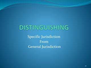 Specific Jurisdiction
From
General Jurisdiction
20
 