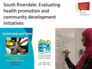 33
South Riverdale: Evaluating
health promotion and
community development
initiatives
 